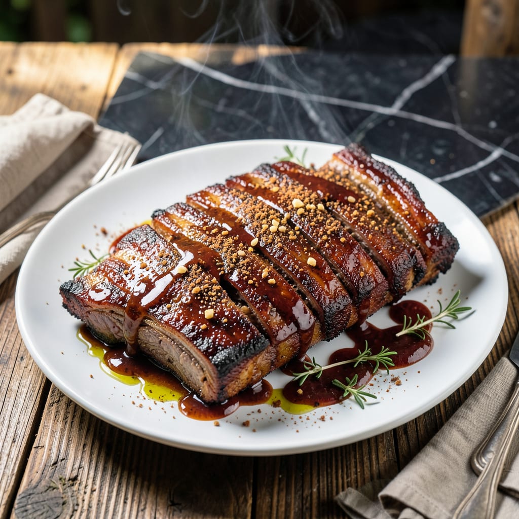 Baked BBQ Beef Ribs Recipe: Smoky Oven Baked Tenderness illustration with key details