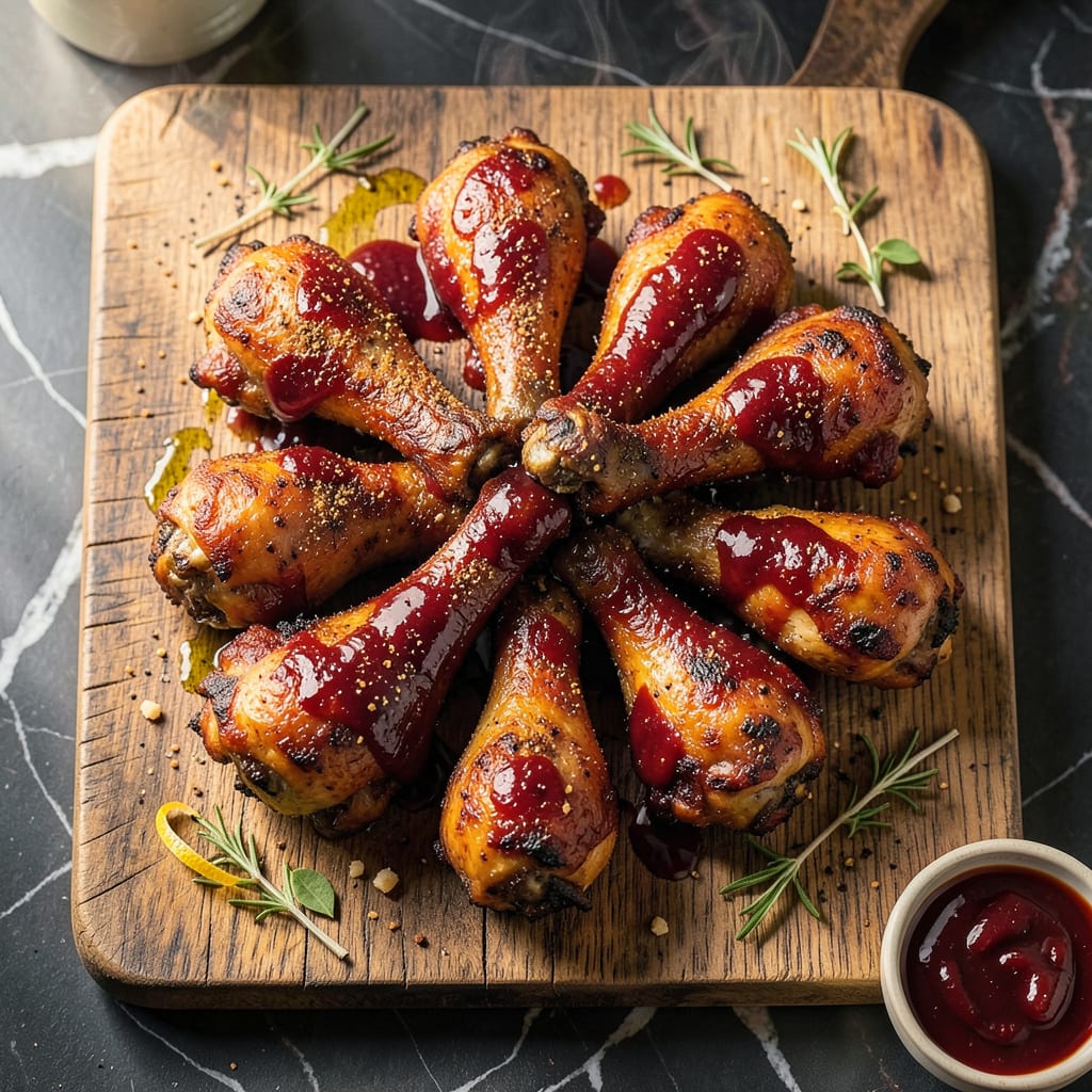 Baked BBQ Drumsticks Recipe: Oven Baked With Smoky Sweet Crisp illustration with key details