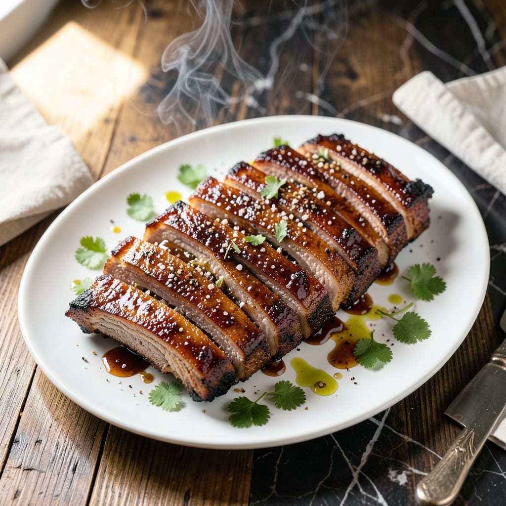 Visual representation of Baked BBQ Pork Ribs Recipe: Three Two One Smoking Method Magic