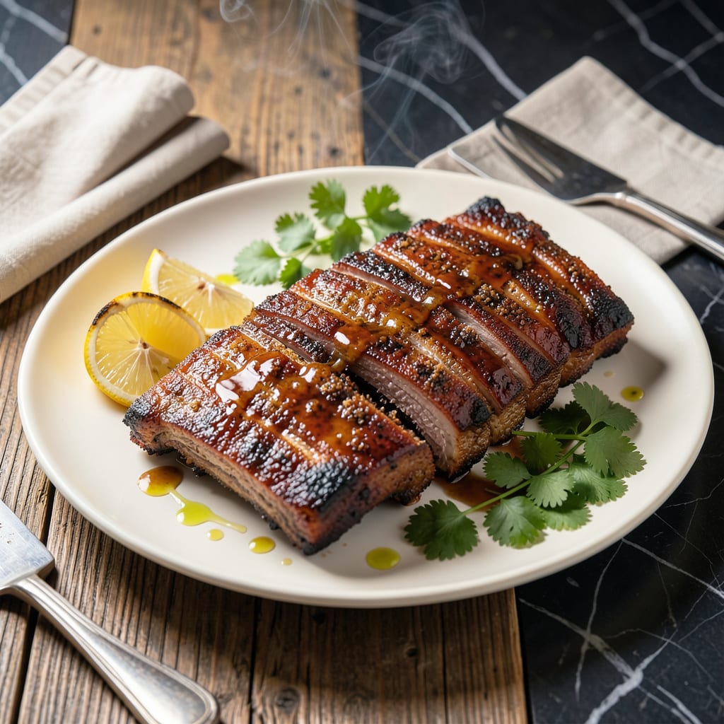 baked bbq ribs recipe illustration with key details