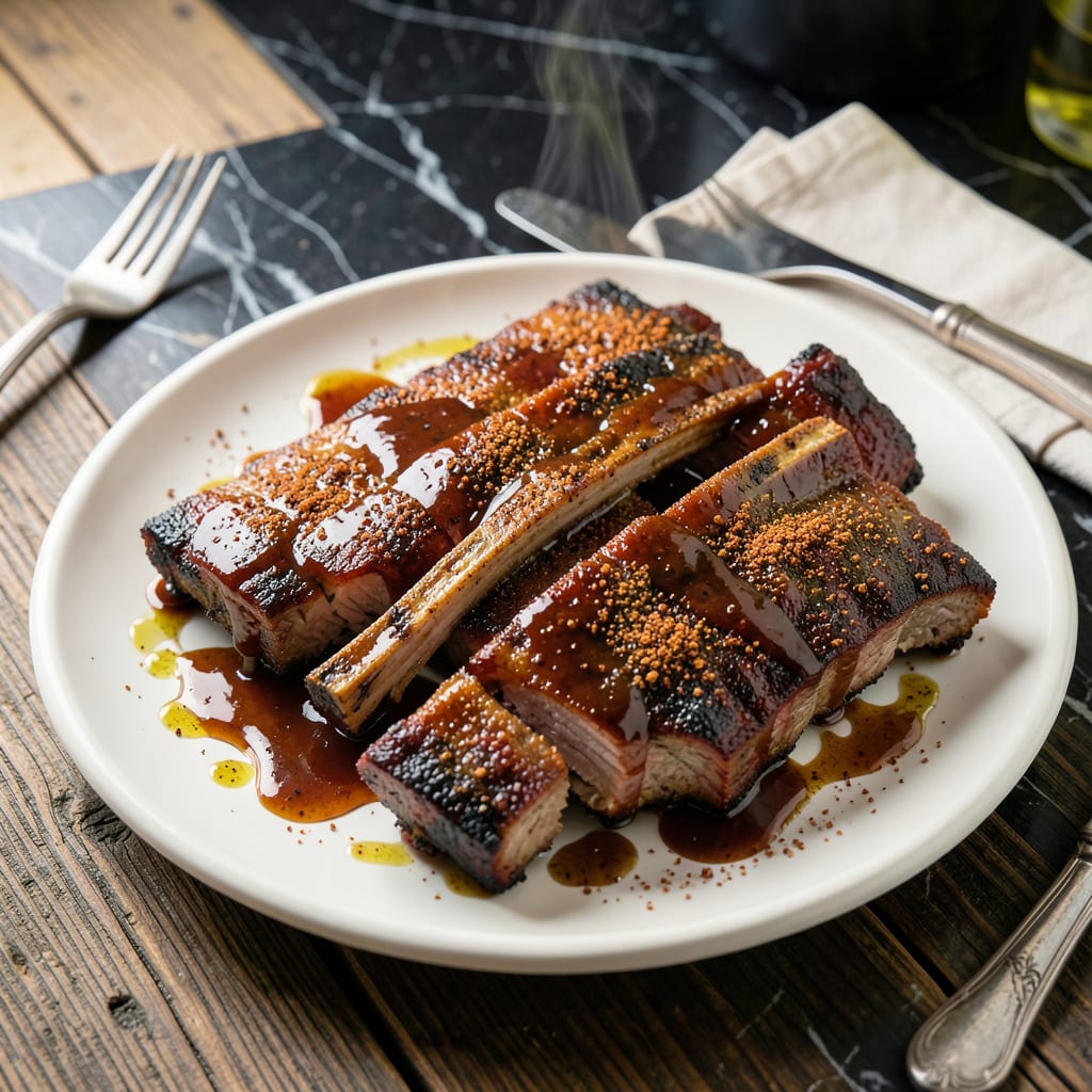Visual representation of baked bbq ribs recipe