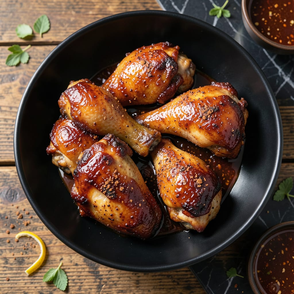 Complete Baked BBQ Thighs Recipe: Sticky Glaze Over Fall Off The Bone Meat overview image