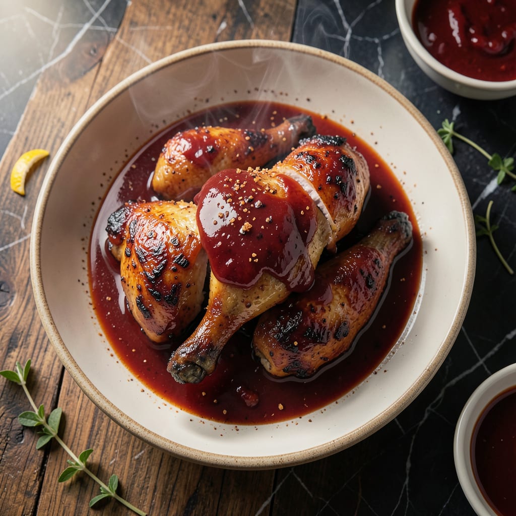Visual representation of Baked Chicken With BBQ Sauce Recipe: Sticky Glaze and Juicy Bites