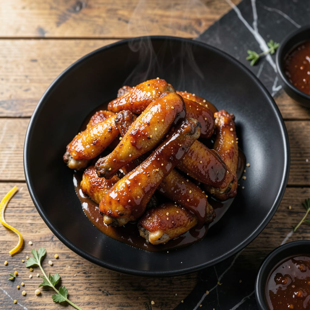 Baked Honey BBQ Chicken Wings Recipe: Sticky Sweet Heat With Crispy Skin illustration with key details
