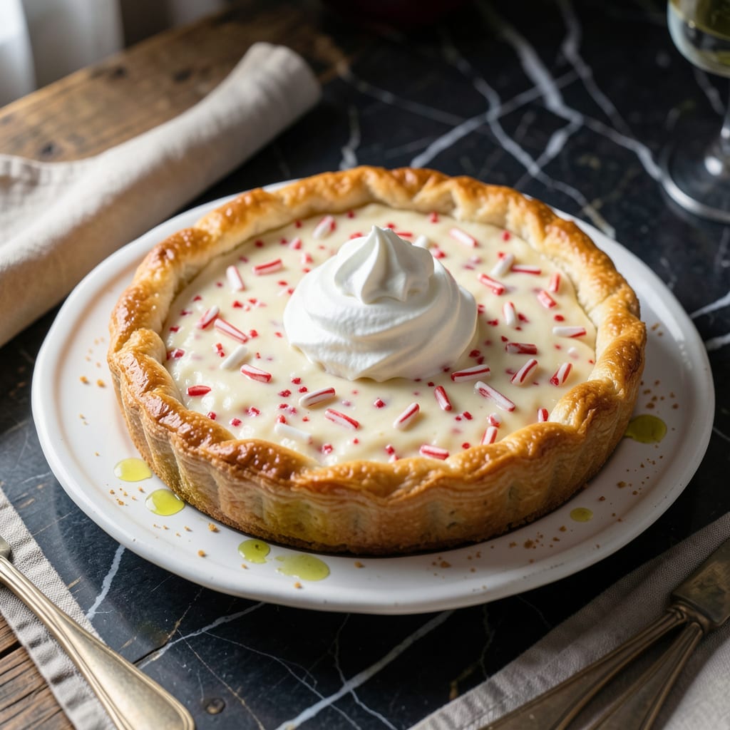 bakers square candy cane pie recipe illustration with key details