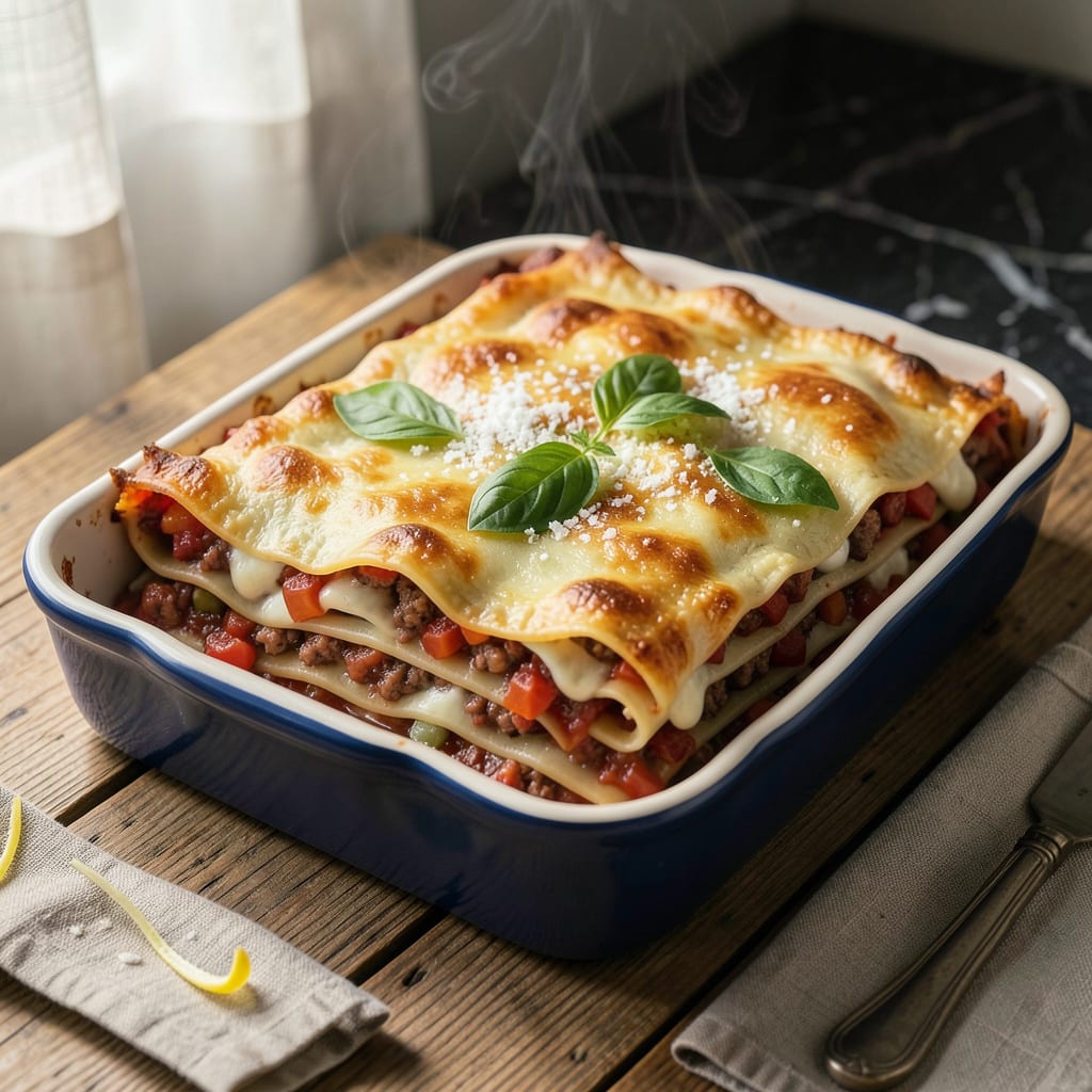 barilla lasagna recipe on box illustration with key details