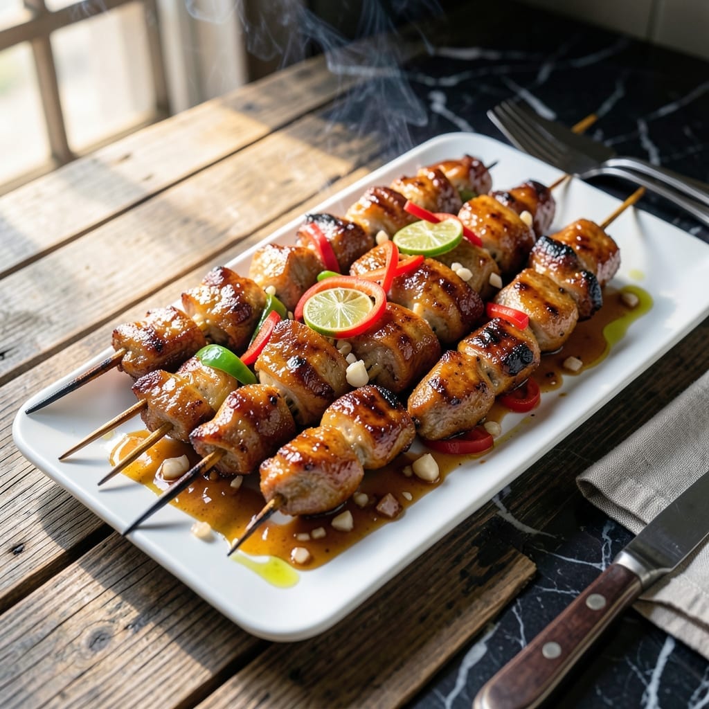 Filipino Pork Barbecue Recipe: Banana Ketchup Glazed Skewers