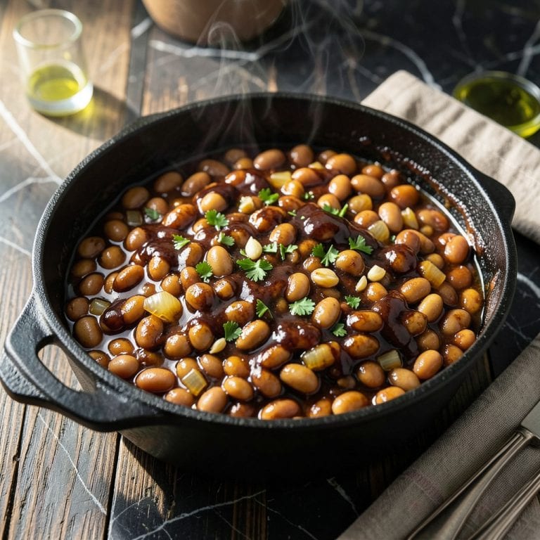 Complete bbq baked pinto beans recipe overview image