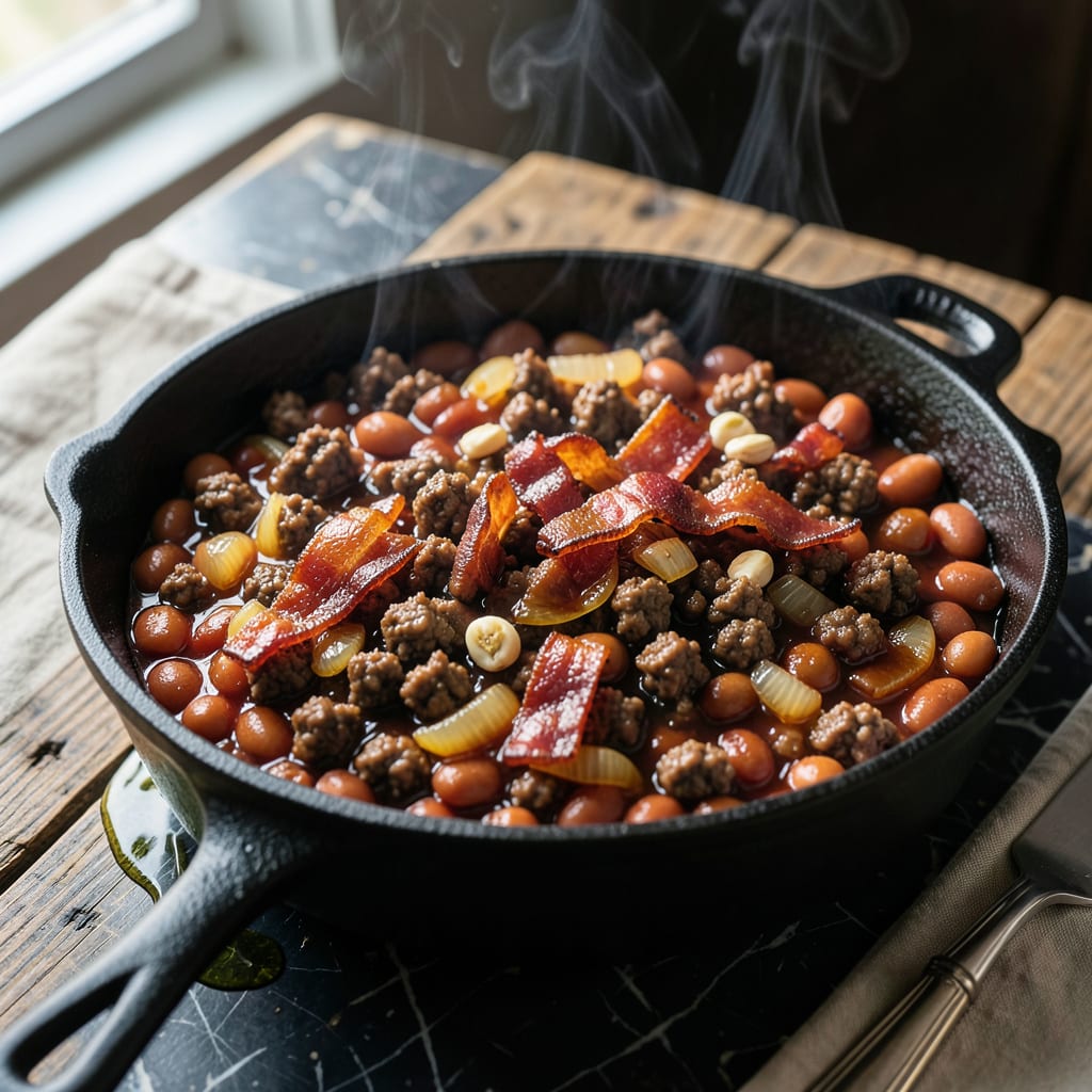 bbq beans with ground beef recipe detailed visual guide