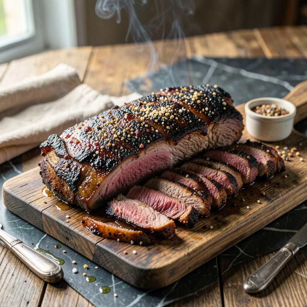 BBQ Beef Brisket Recipe: Low and Slow Smoky Masterpiece illustration with key details
