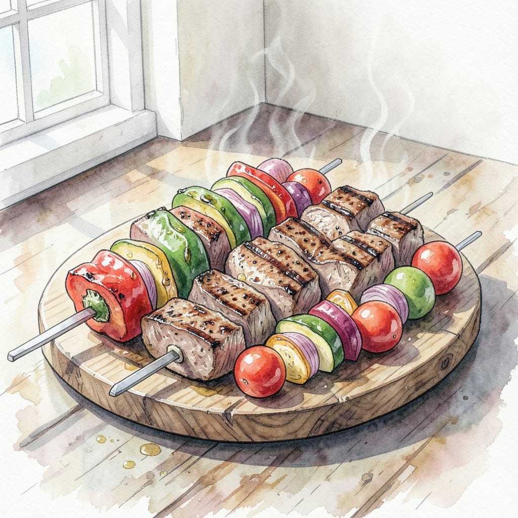 Visual representation of BBQ Beef Kebabs Recipe: Tender, Charred Perfection in Minutes
