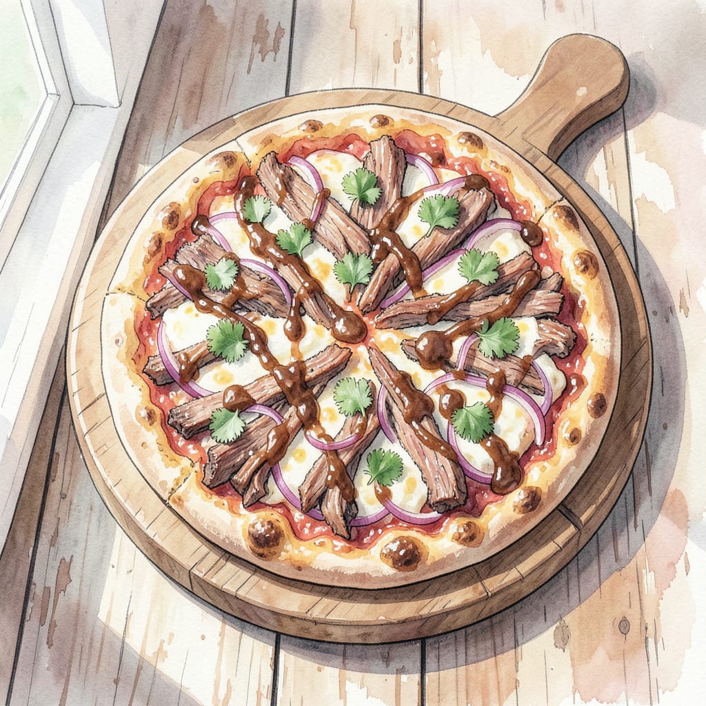 Complete BBQ Brisket Pizza Recipe: Smoky BBQ Flavors on a Crispy Crust overview image