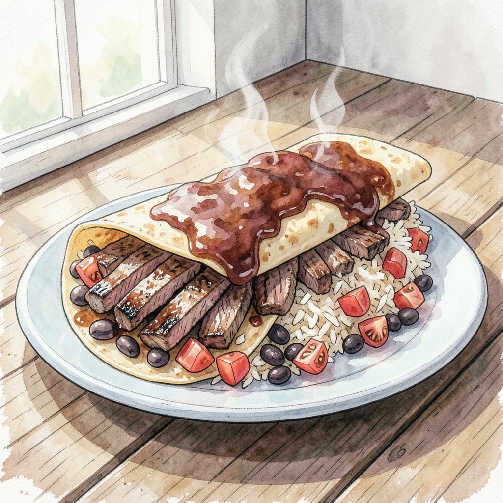 Visual representation of BBQ Burrito Recipe: Smoky Filling and Crunchy Toppings