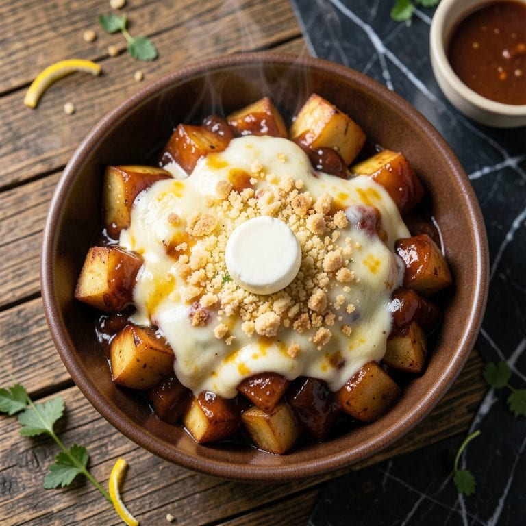 BBQ Cheese Potato Recipe: Smoky Crisp Topping Over Fluffy Spuds example with annotations
