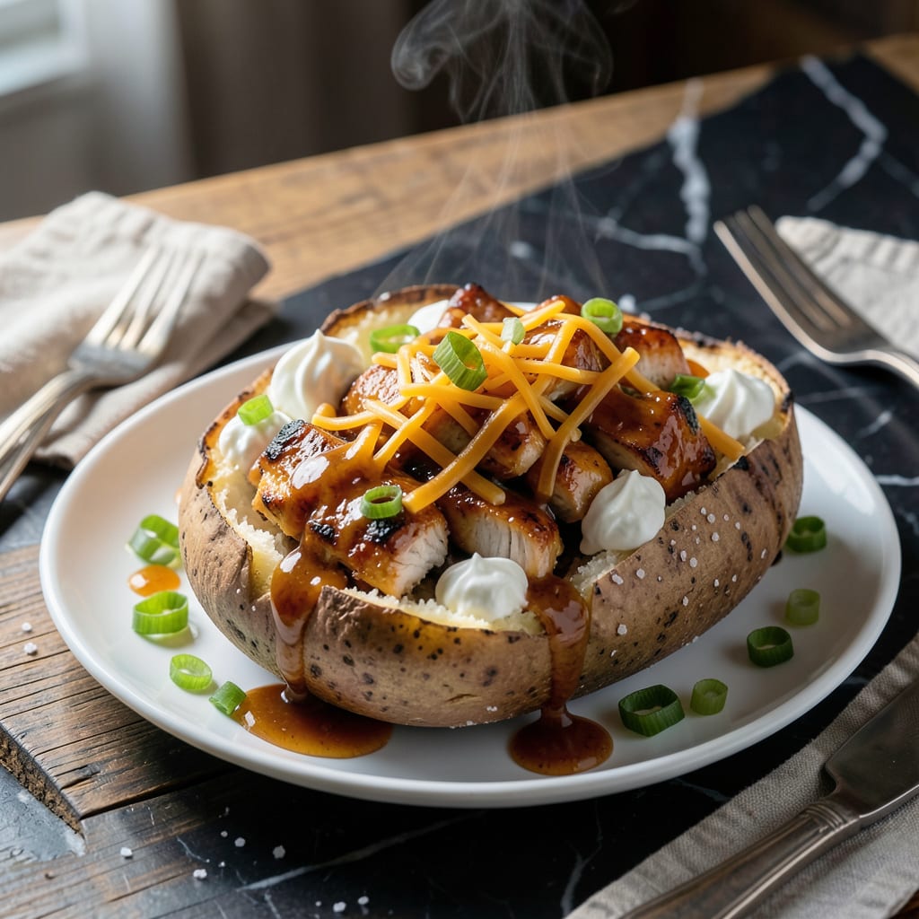 BBQ Chicken Baked Potato Recipe: Loaded With Smoky and Cheesy Goodness example with annotations