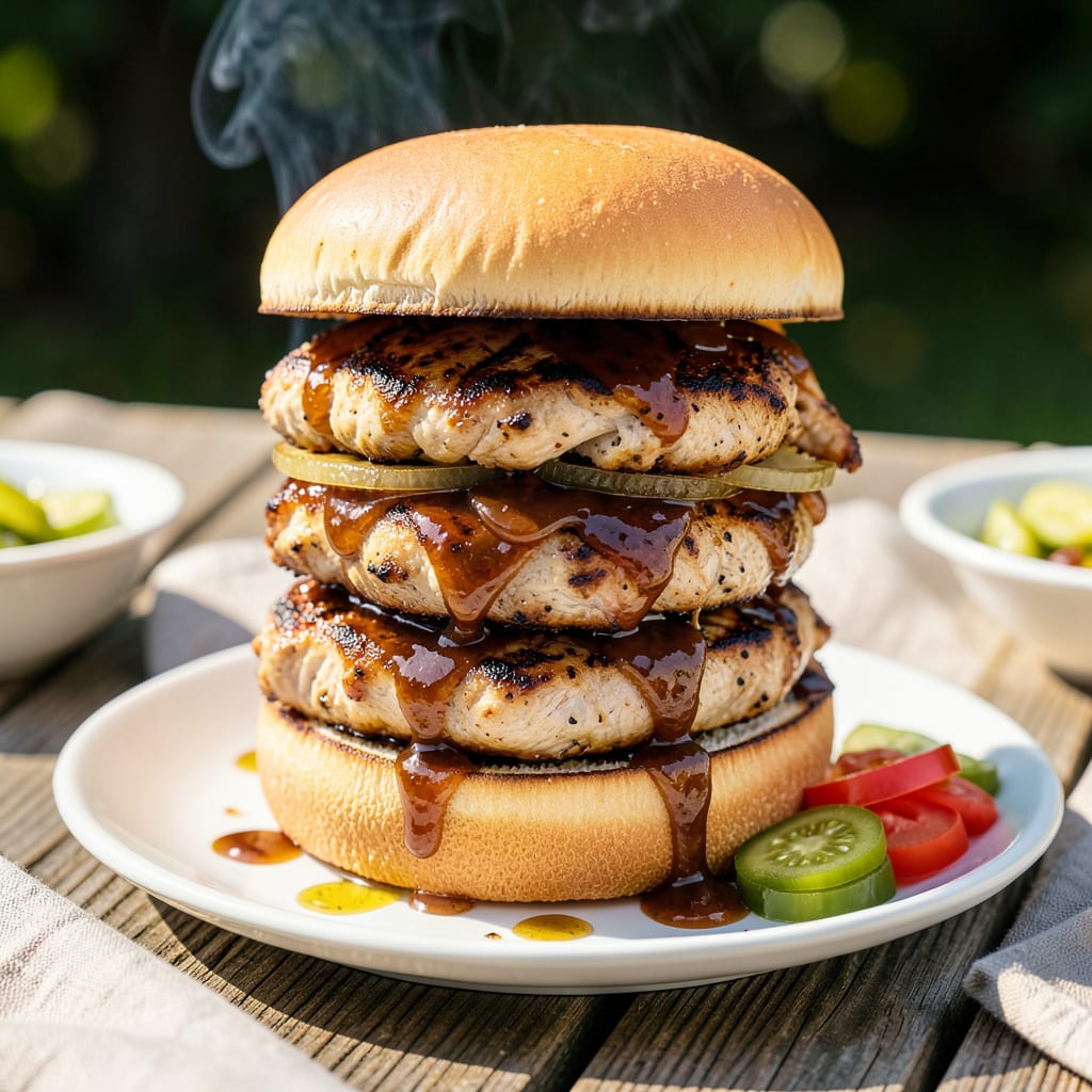 BBQ Chicken Breast Sandwich Recipe: Smoky Sweetness on a Soft Bun illustration with key details
