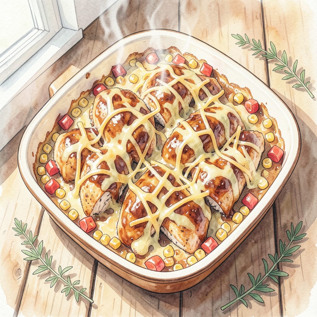 BBQ Chicken Casserole Recipe: Comfort Food at Its Best illustration with key details