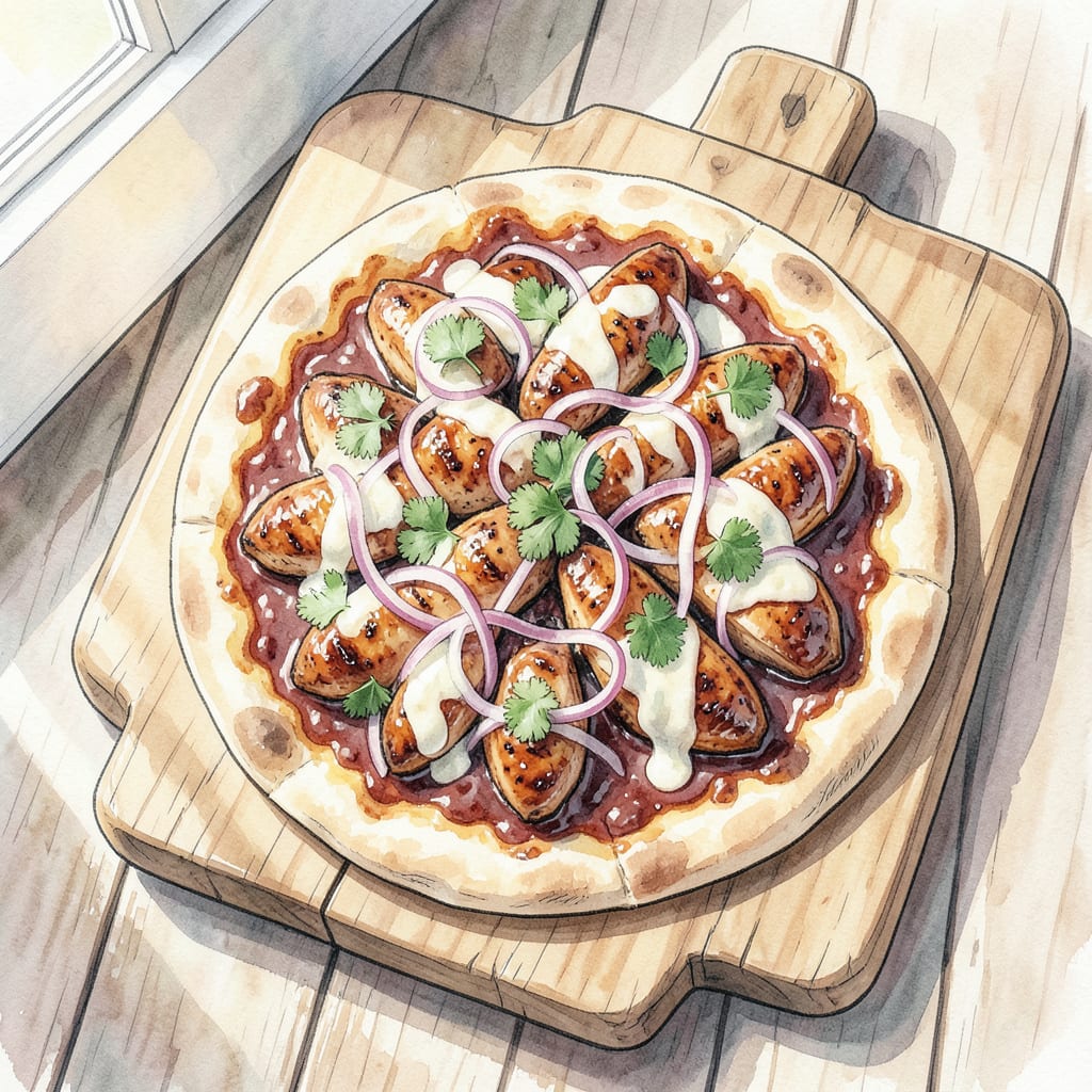 Visual representation of BBQ Chicken Flatbread Recipe: Crispy Crust and Smoky Chicken