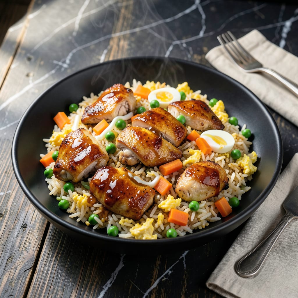 BBQ Chicken Fried Rice Recipe: Smoky Sweet Wok Tossed Bites example with annotations
