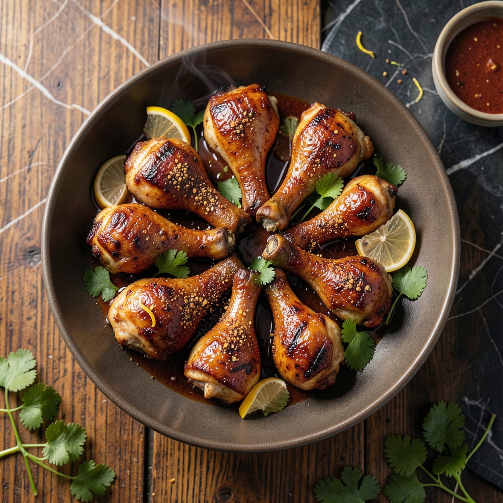 BBQ Chicken Legs Recipe: Smoky Grill Masterpiece with Crispy Skin illustration with key details
