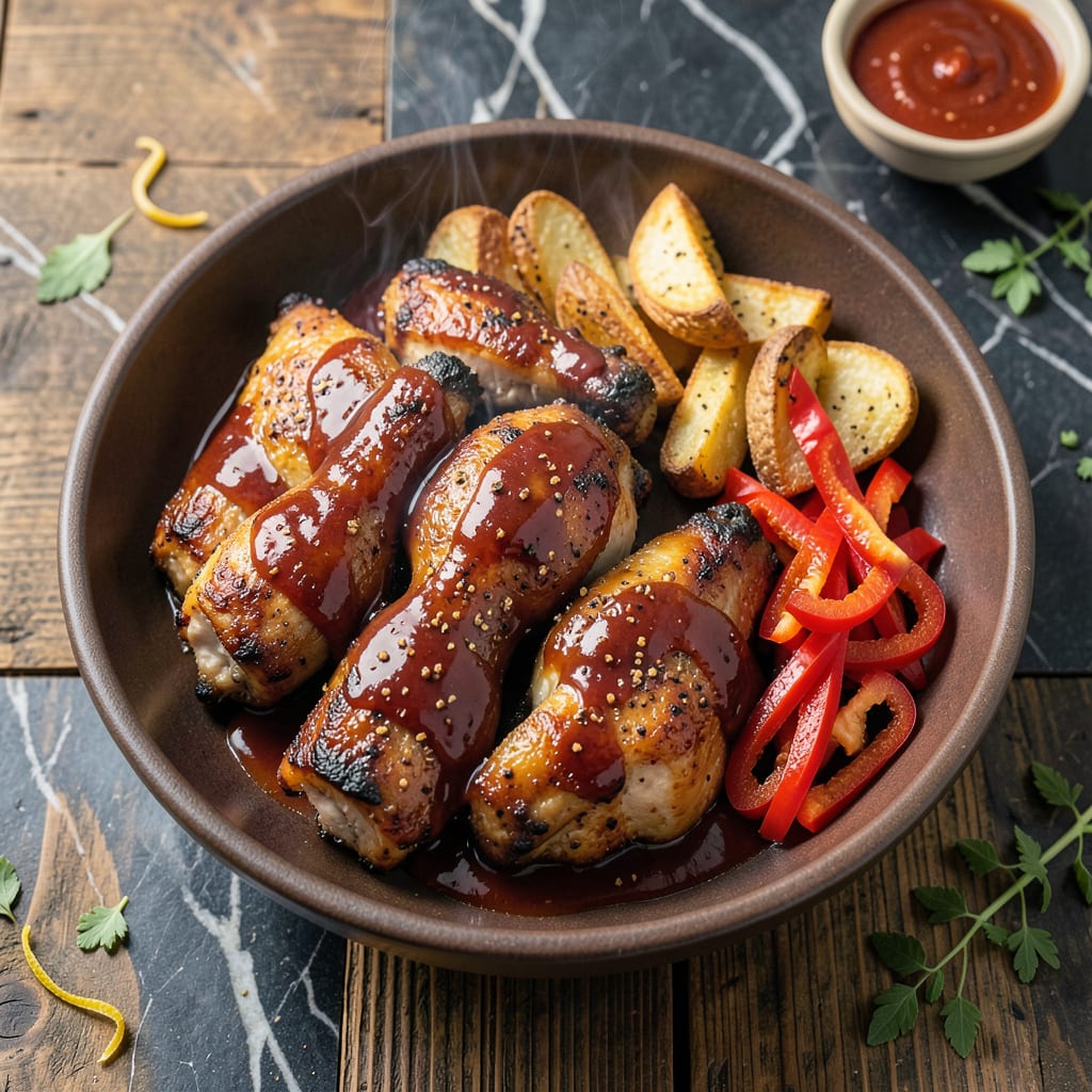BBQ Chicken Meal Recipe: Grilled Glaze with Charred Sweetness illustration with key details