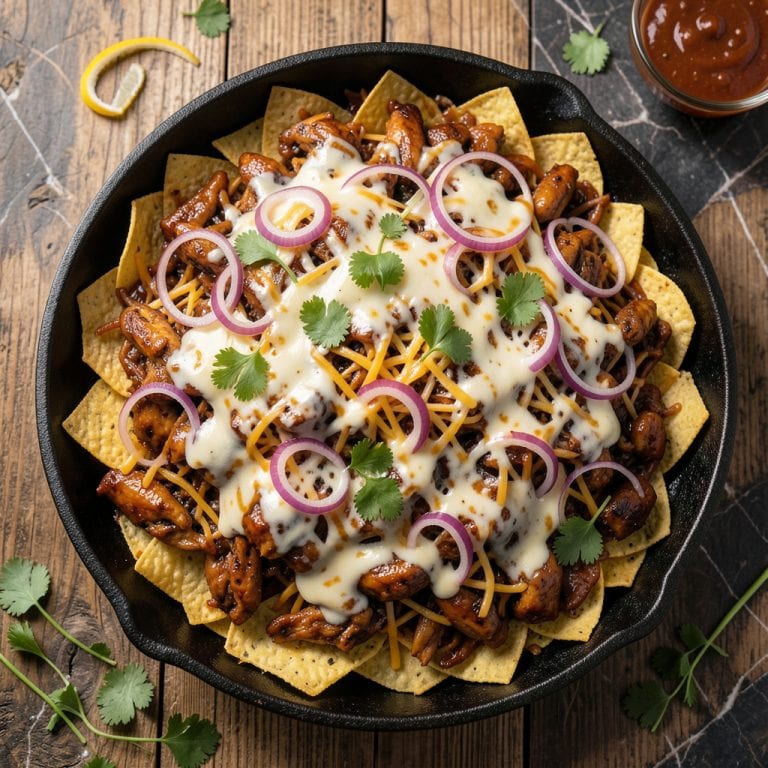 Visual representation of bbq chicken nachos recipe