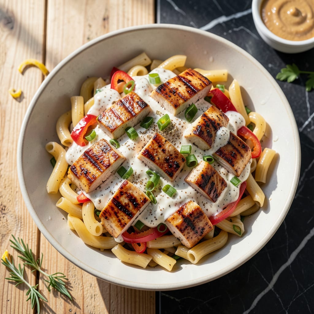 Comprehensive bbq chicken pasta salad recipe visual reference