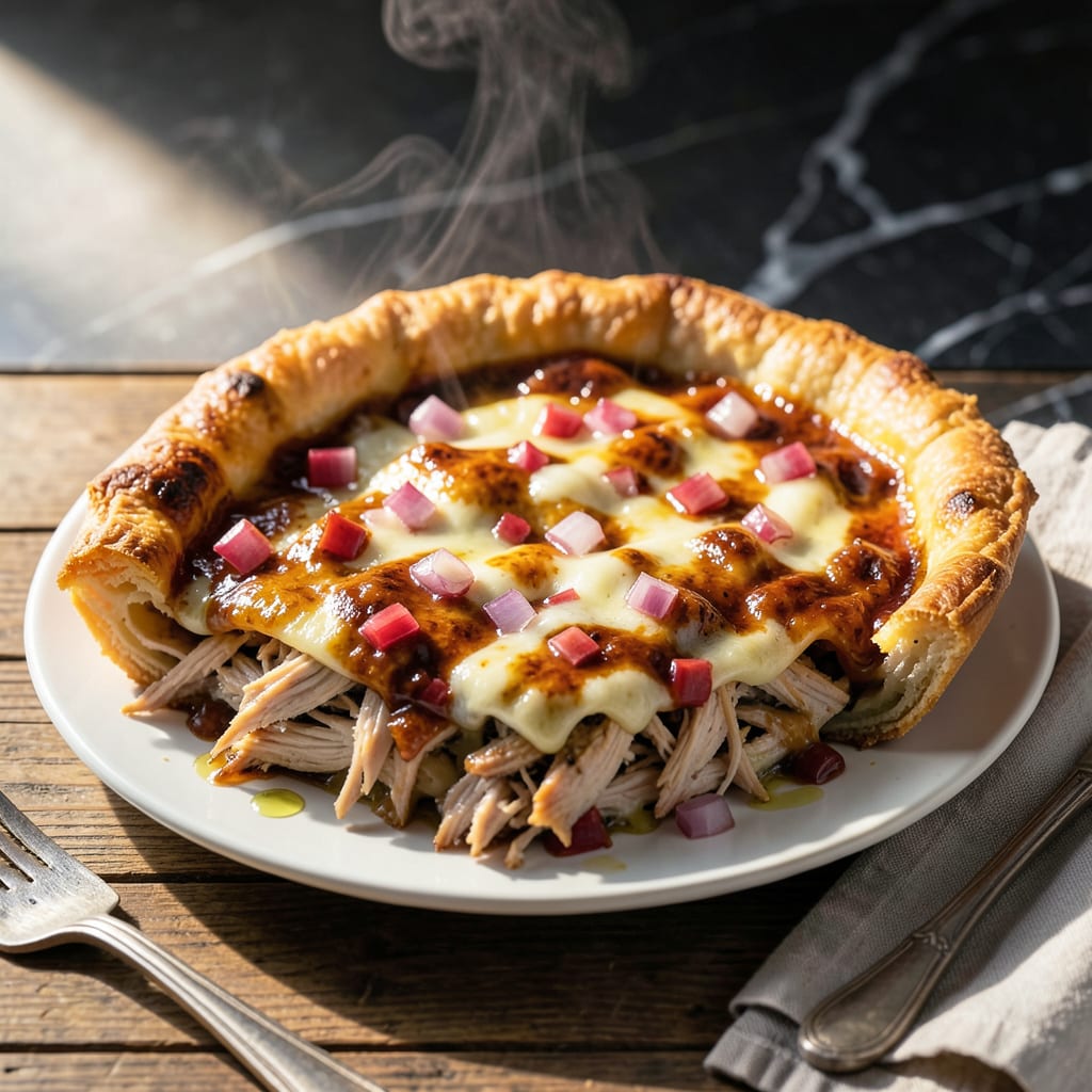 BBQ Chicken Pie Recipe: Smoky Filling in Flaky Pastry example with annotations