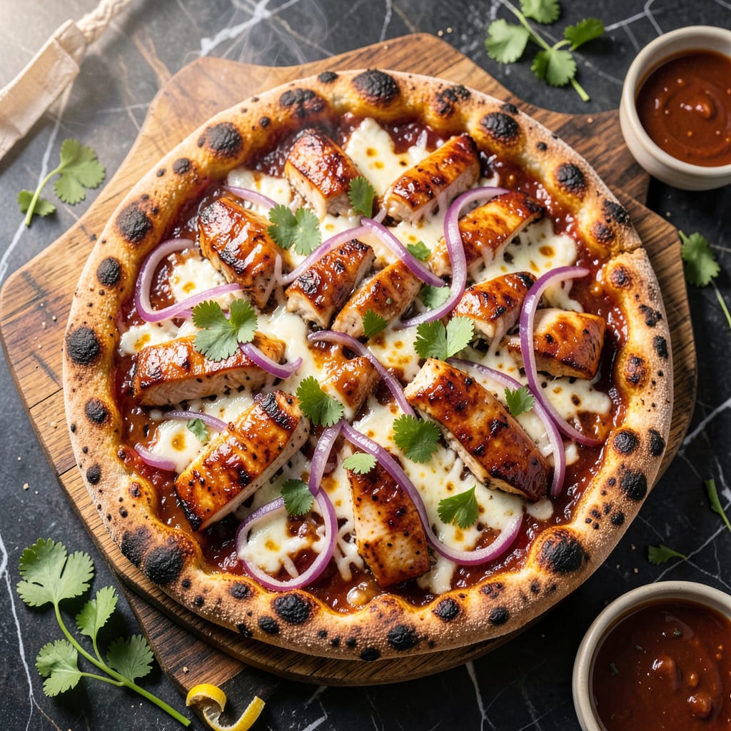 BBQ Chicken Pizza on the Grill Recipe: Smoky Charred Crust with Tangy BBQ Drizzle example with annotations