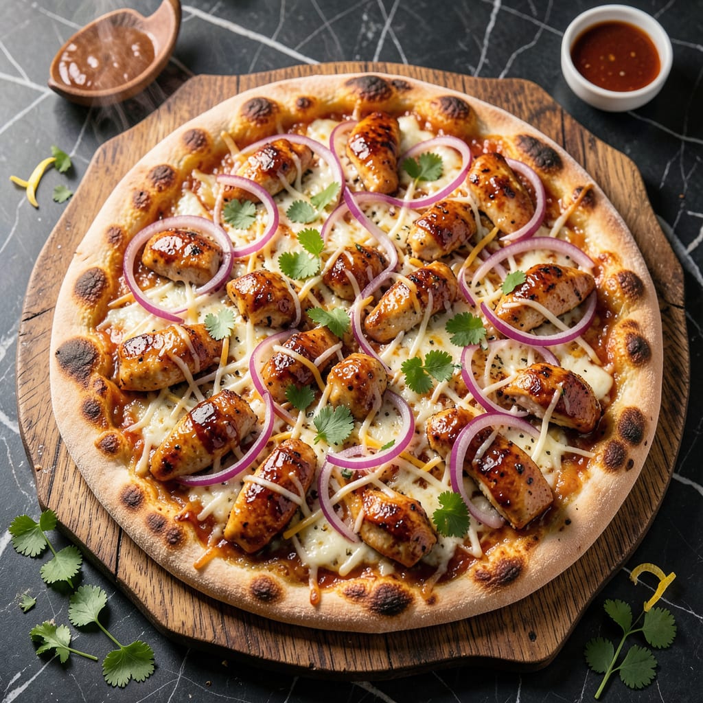BBQ Chicken Pizza Topping Recipe: Smoky Sweetness on a Crispy Base example with annotations
