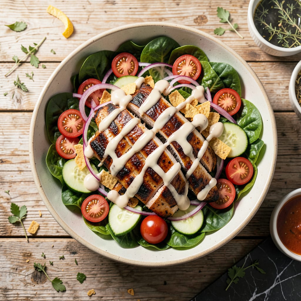 Comprehensive BBQ Chicken Ranch Salad Recipe: Smoky Grilled Goodness With Creamy Dressing visual reference