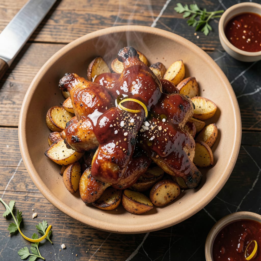 Complete bbq chicken recipe with bbq sauce overview image