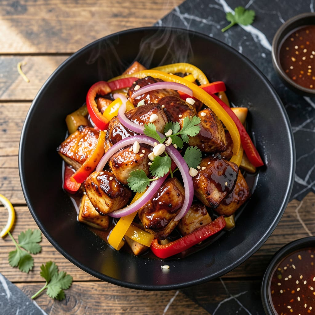 BBQ Chicken Stir Fry Recipe: Smoky Wok Tossed Savory Bites illustration with key details
