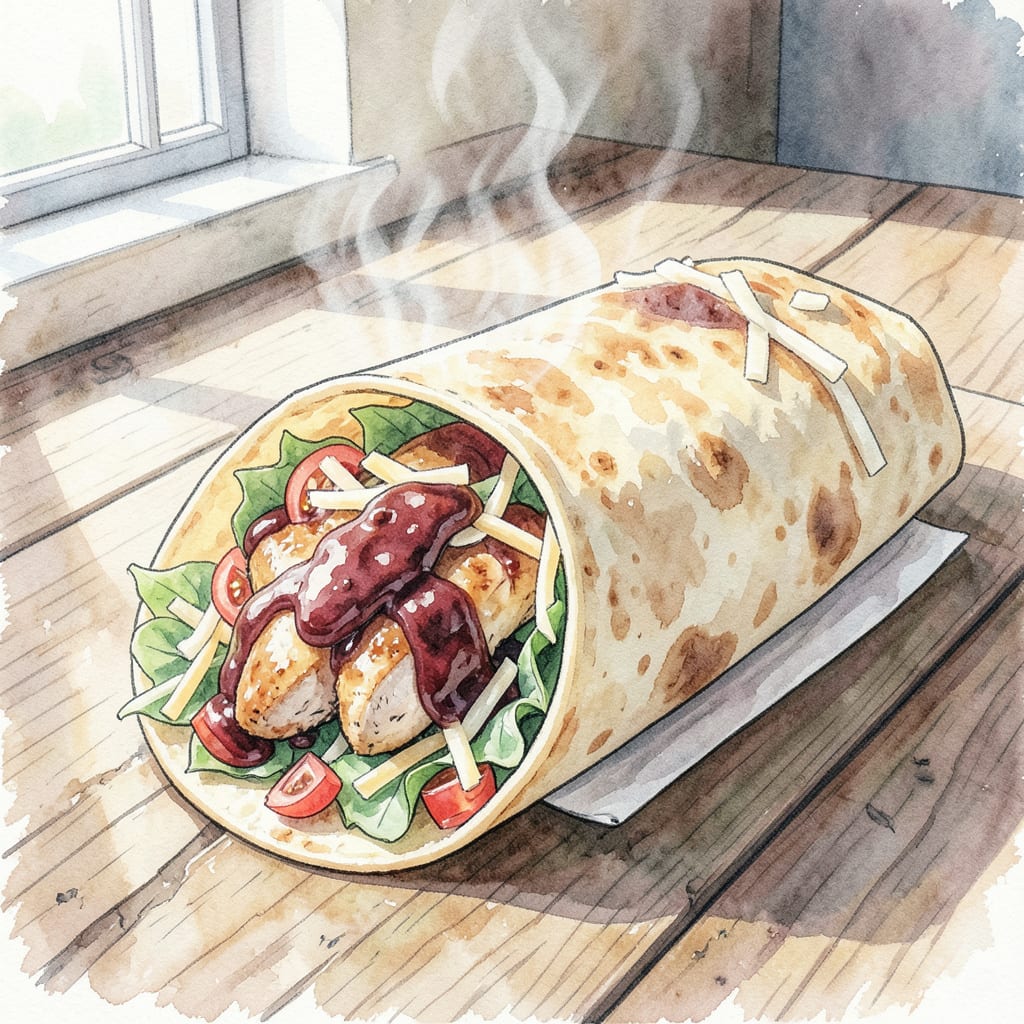 BBQ Chicken Wrap Recipe: Flavorful Chicken in a Tortilla example with annotations