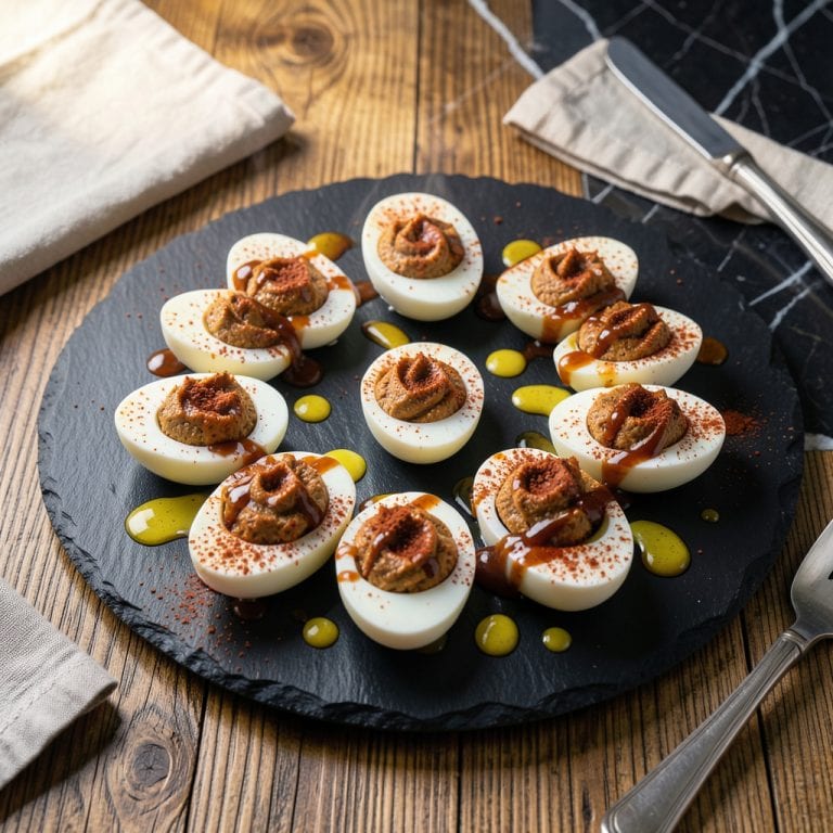 BBQ Deviled Eggs Recipe: Smoky Sweet Yolk Filling example with annotations