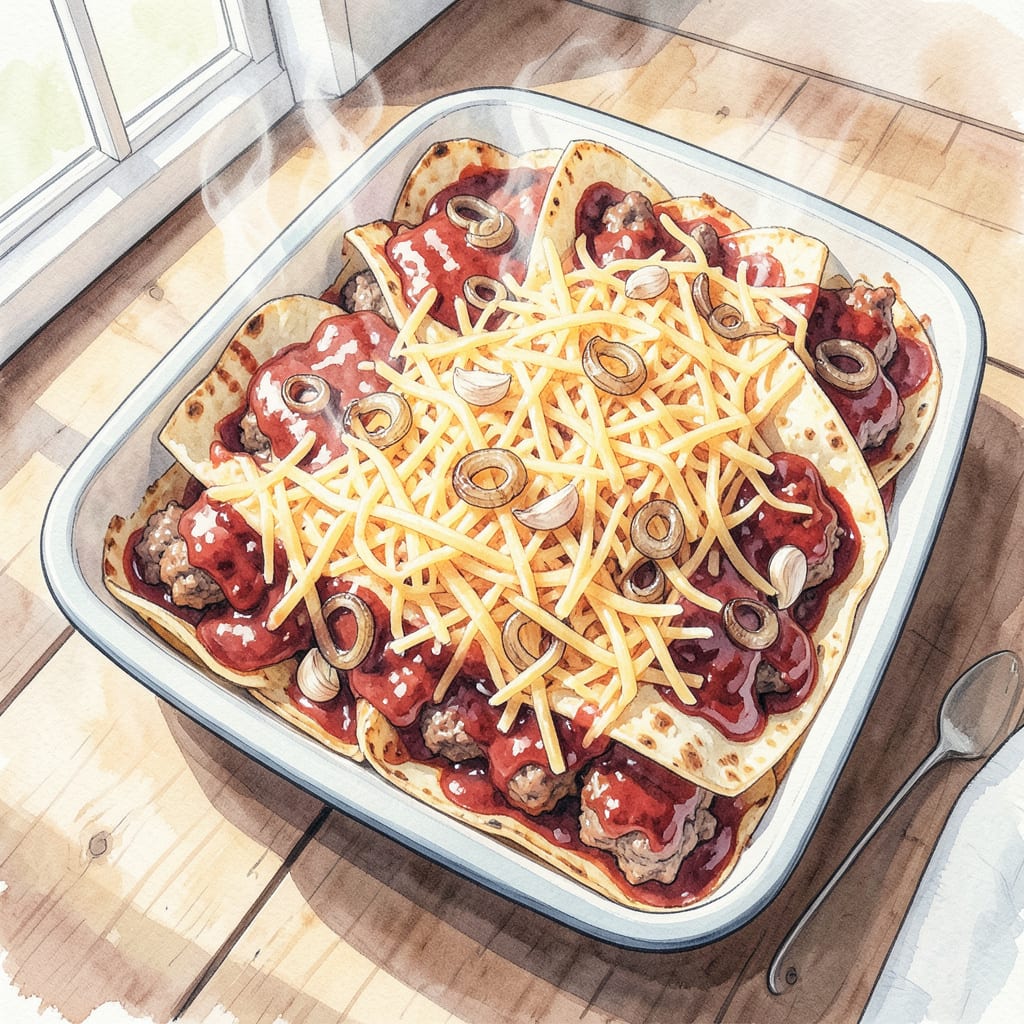 Visual representation of BBQ Enchilada Casserole Recipe: Spicy Tex Mex Comfort Food