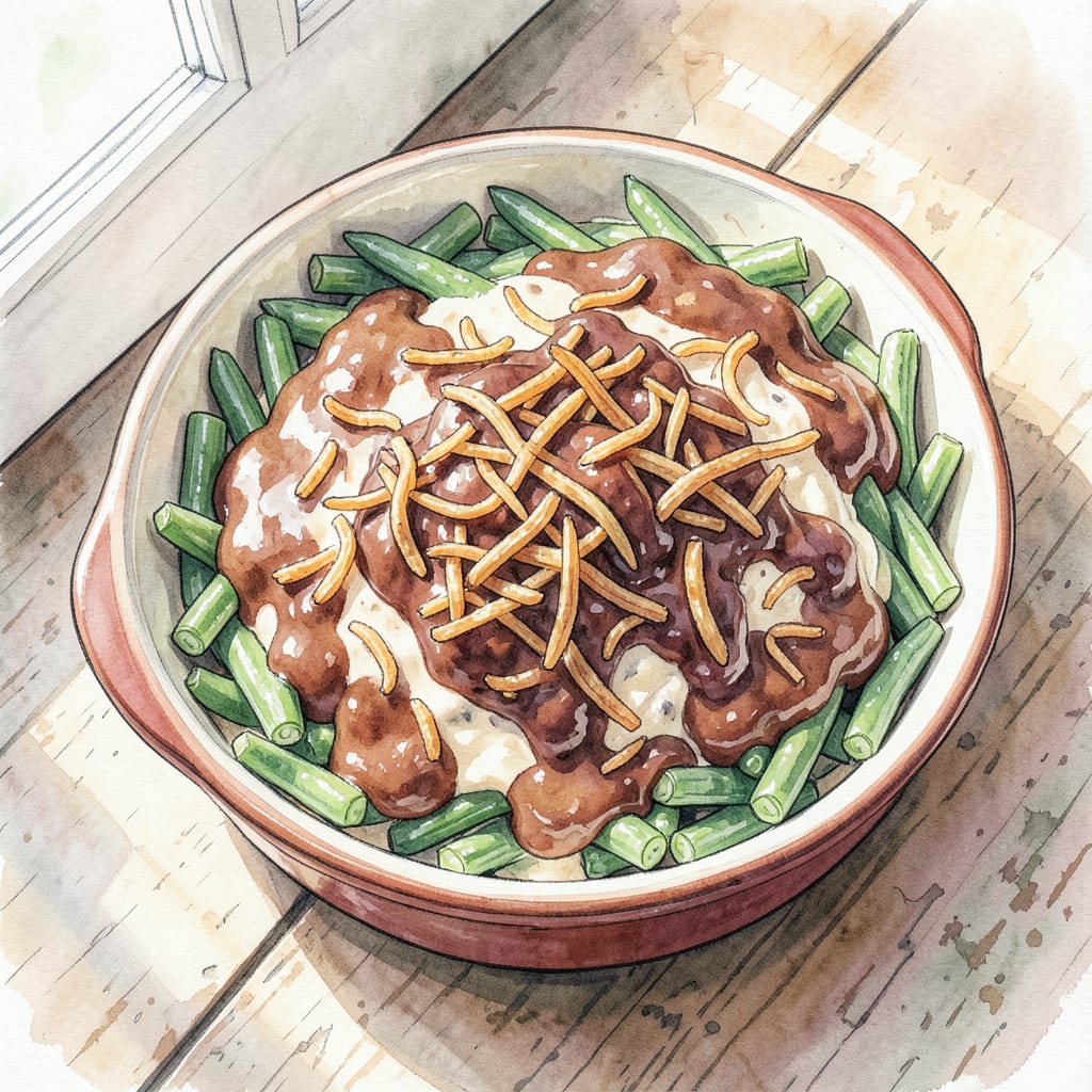 BBQ Green Bean Casserole Recipe: Smoky Twist on a Classic example with annotations