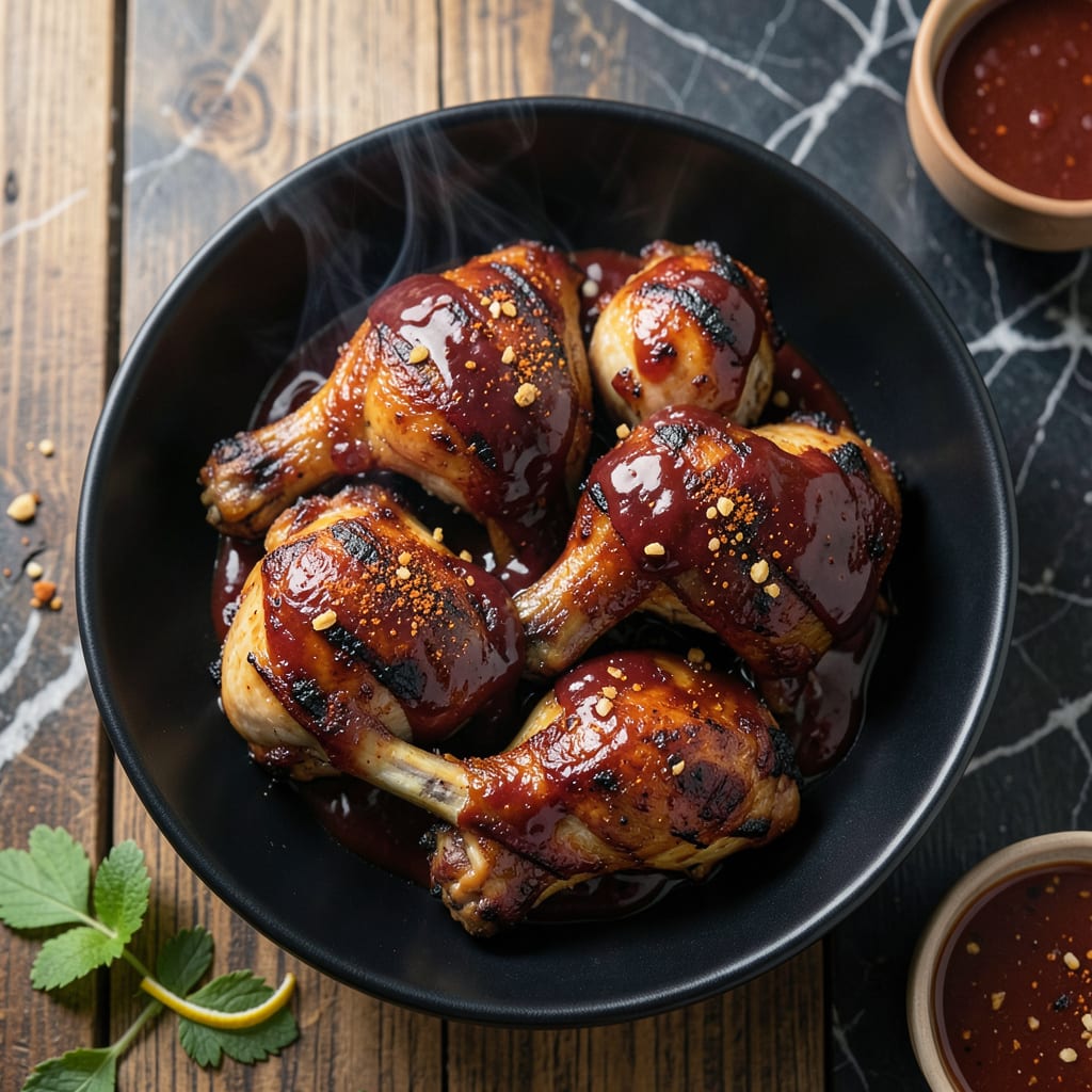 BBQ Grilled Chicken Thighs Recipe: Charred Edges and Smoky Depth example with annotations