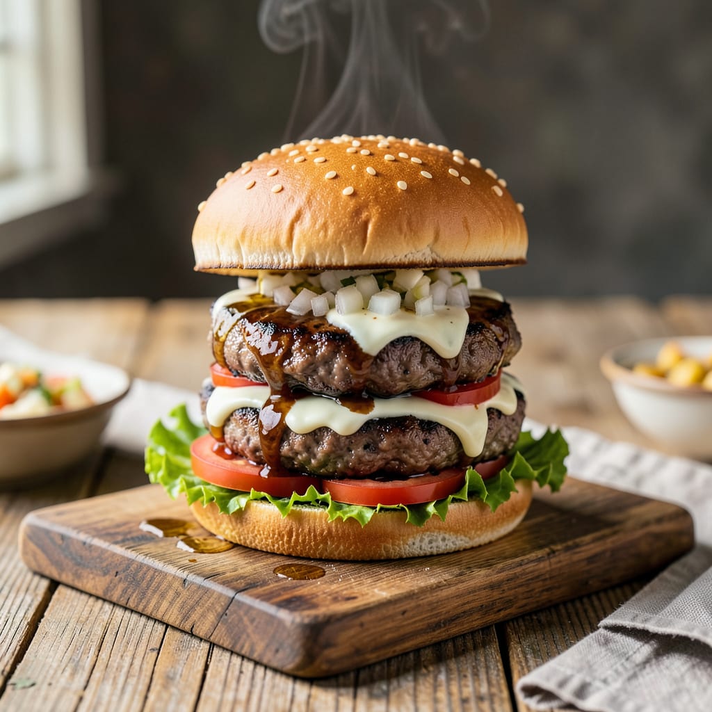 Complete bbq hamburger recipe overview image