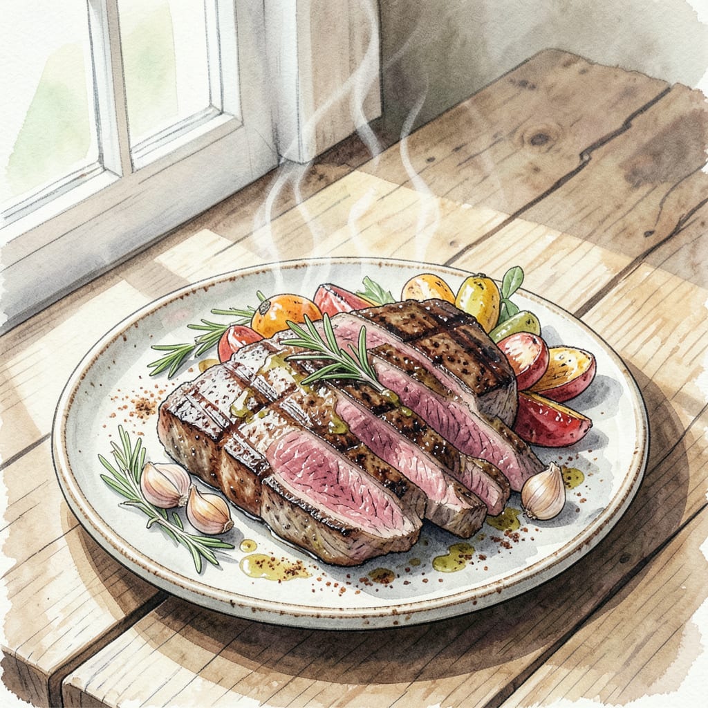 BBQ Hanger Steak Recipe: Tender and Flavorful Grilled Perfection illustration with key details