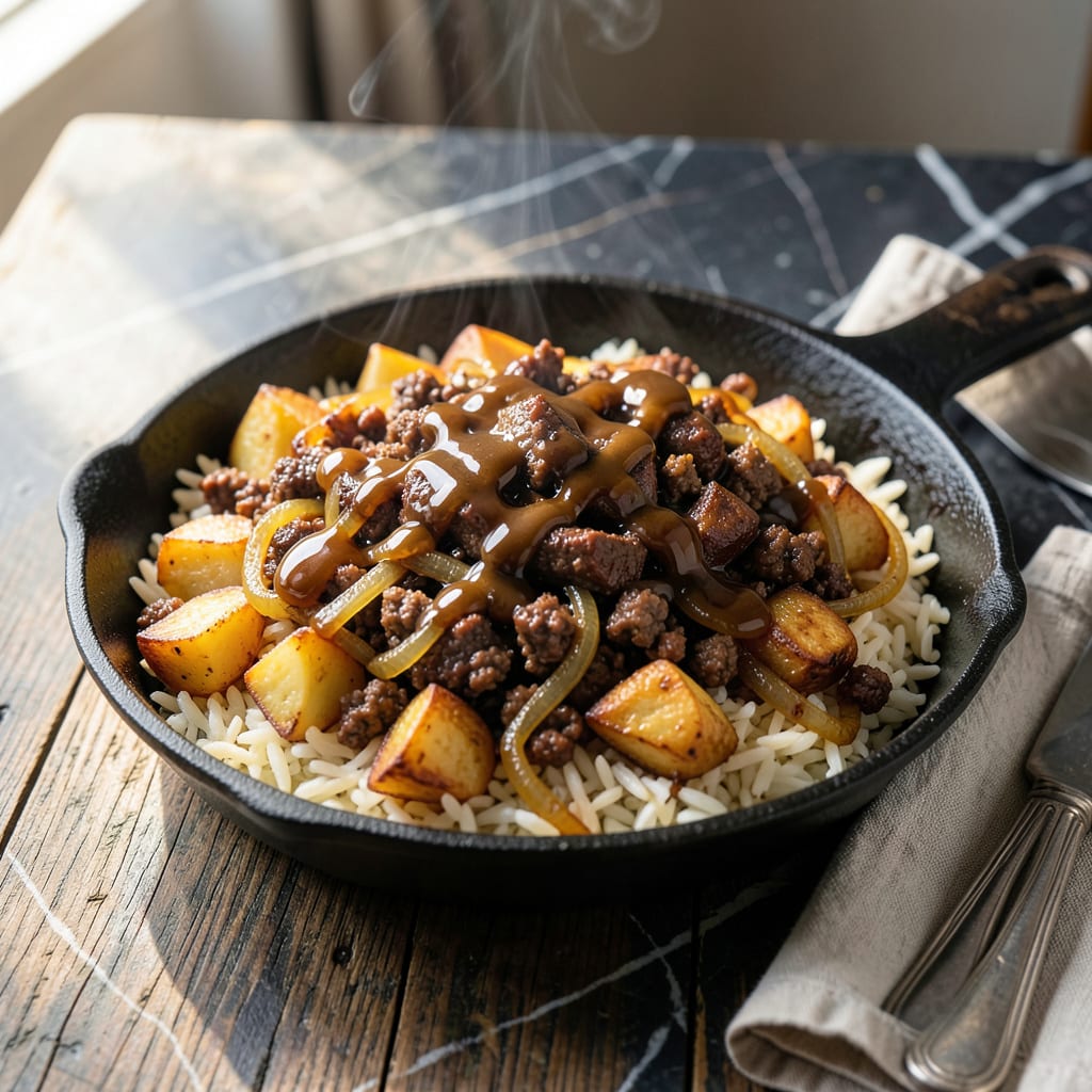 bbq hash and rice recipe example with annotations