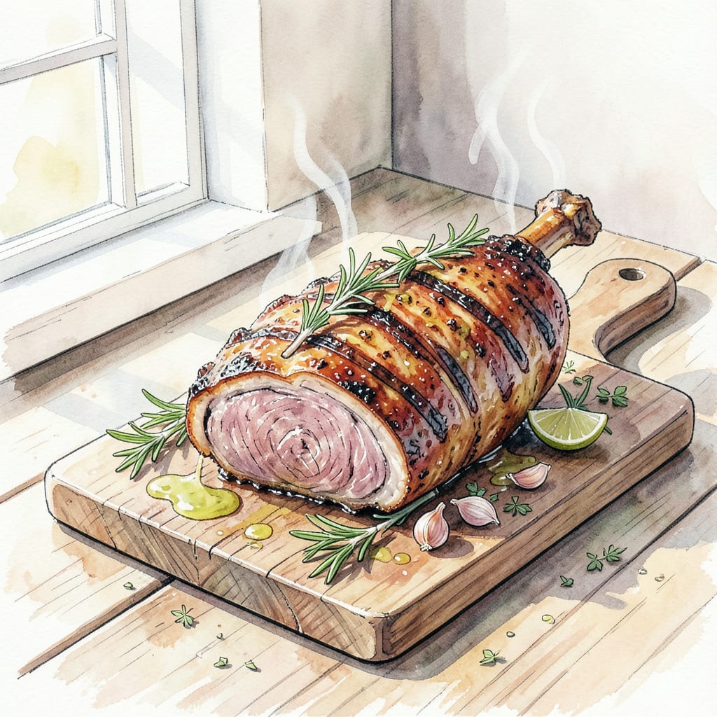 BBQ Lamb Leg Recipe Grill: Tender Perfection on the Grill illustration with key details