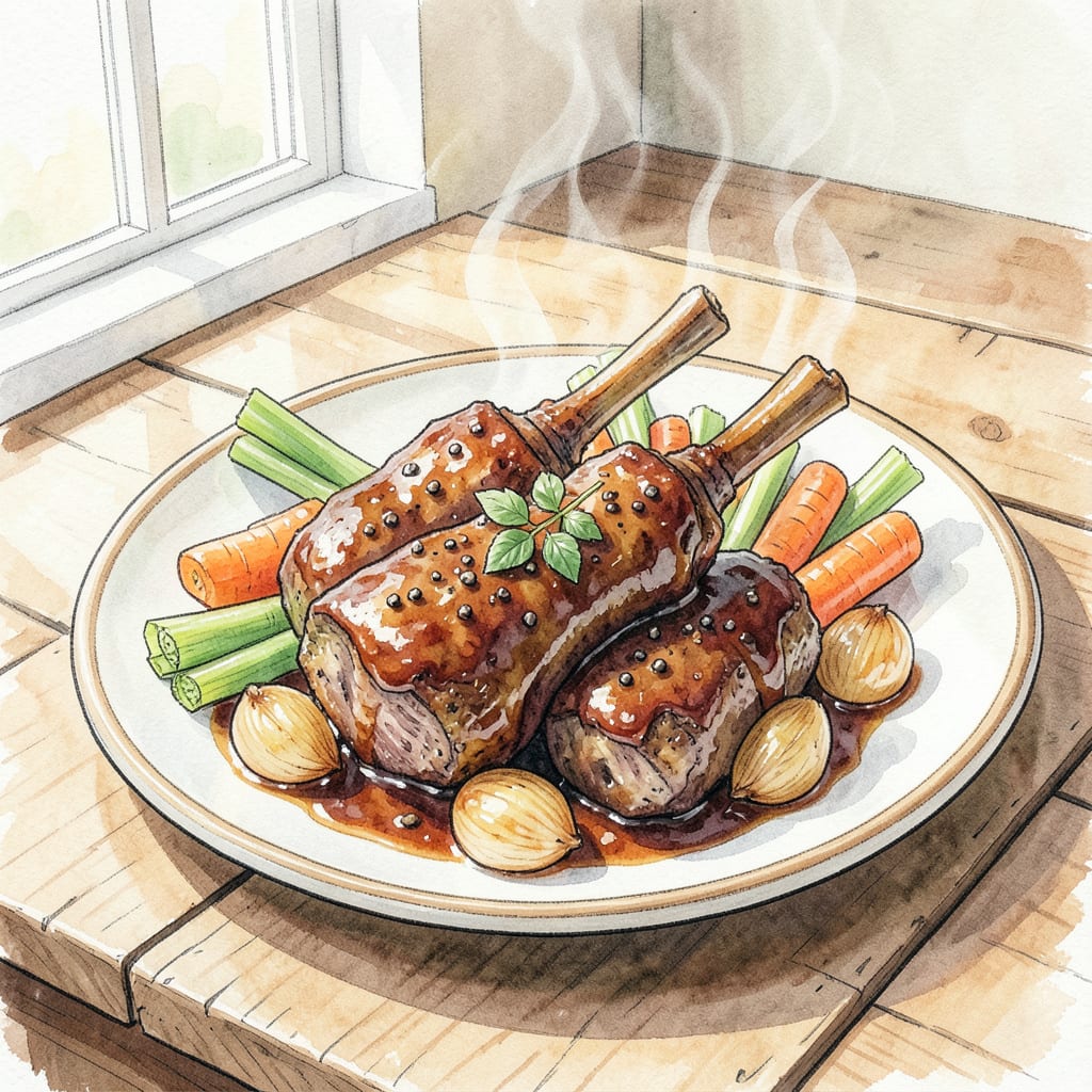 BBQ Lamb Shanks Recipe: Fall Off The Bone Tender and Full of Flavor illustration with key details