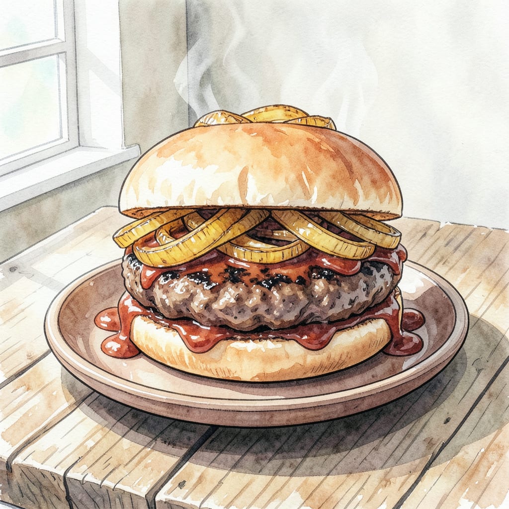 Visual representation of BBQ Onion Burgers Recipe: Juicy Patties with Caramelized Onions