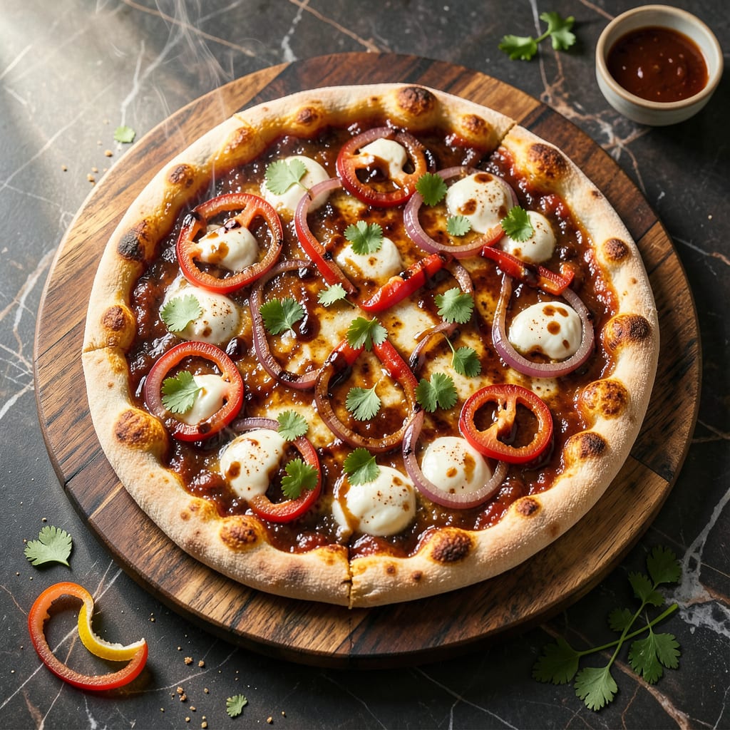 bbq pizza recipe vegetarian illustration with key details