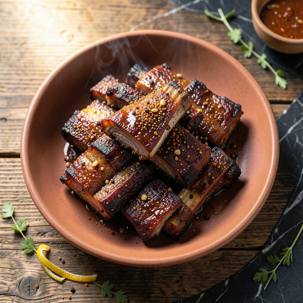 Visual representation of BBQ Pork Backbone Recipe: Slow Smoked Fall Off The Bone Richness