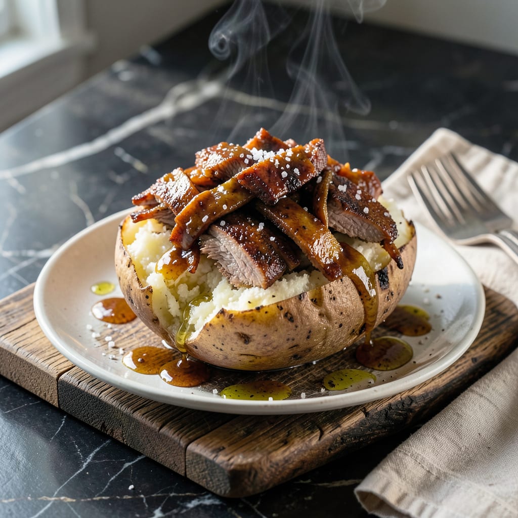 BBQ Pork Baked Potato Recipe: Loaded With Smoky Sweetness illustration with key details