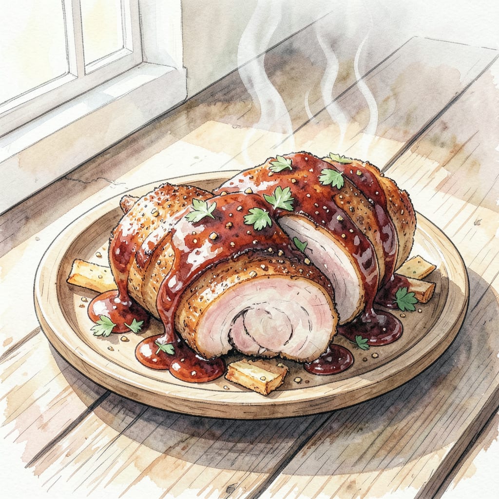 Visual representation of BBQ Pork Belly Recipe Air Fryer: Crispy Outside, Tender Within
