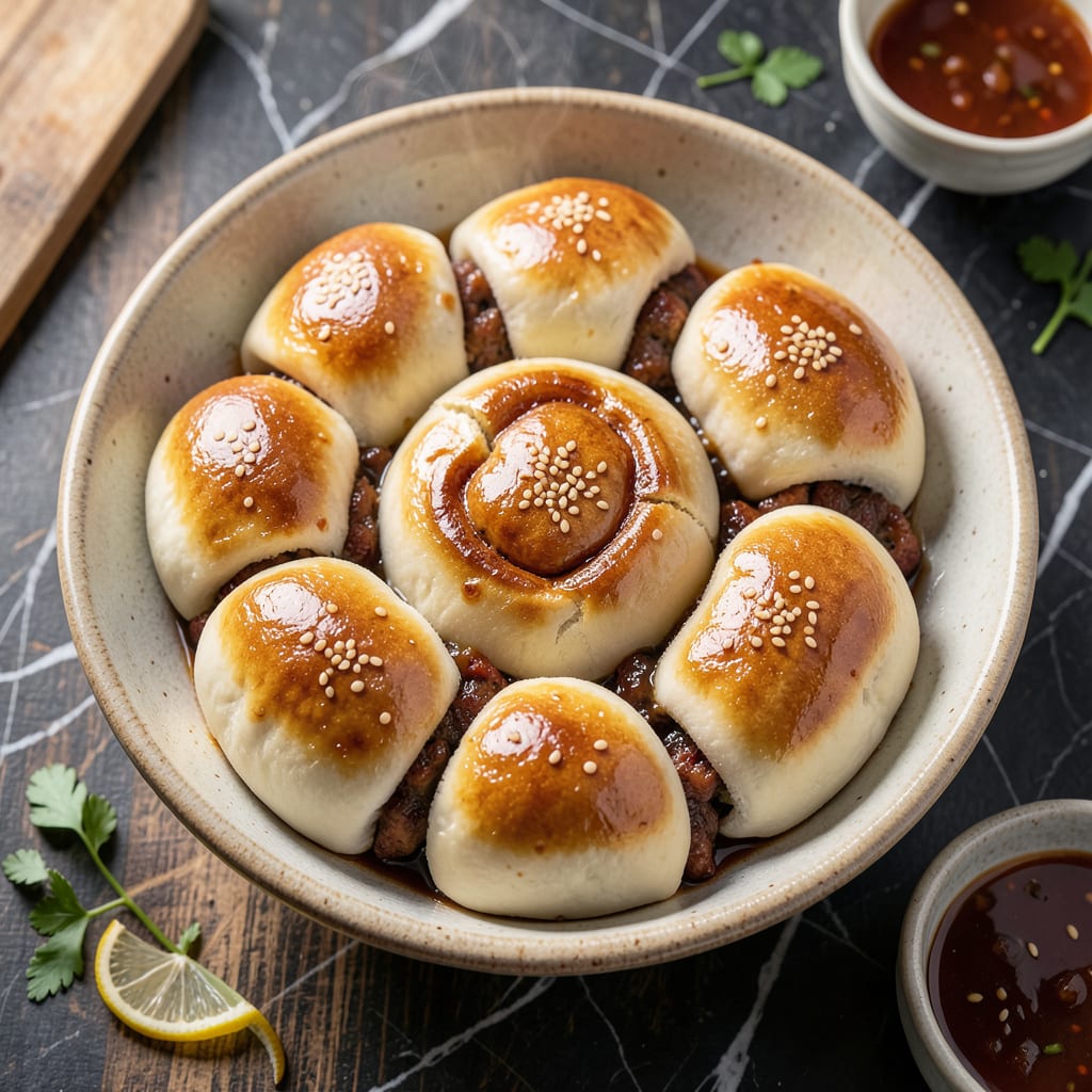 Visual representation of bbq pork bun recipe baked