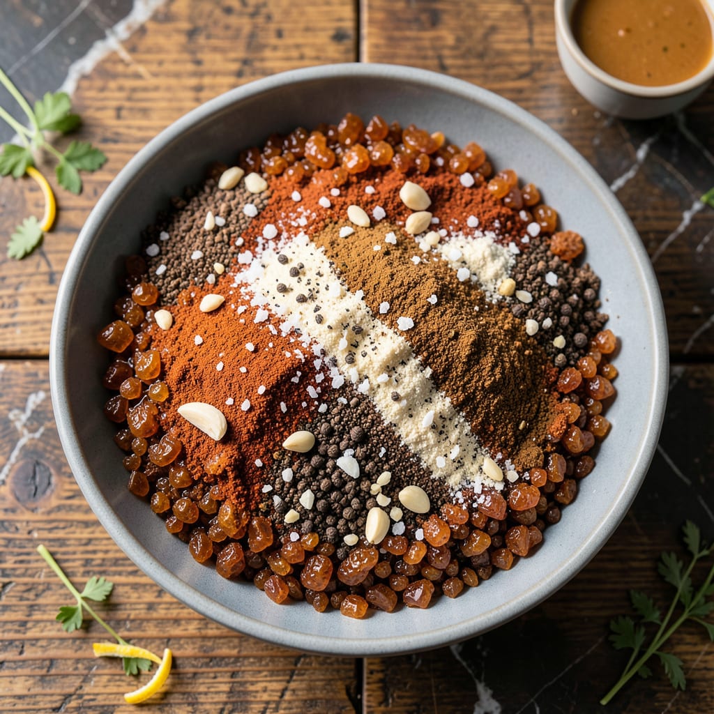 bbq pork chop rub recipe illustration with key details